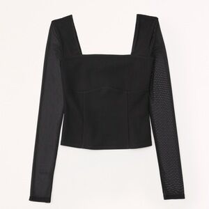NWT Abercrombie & Fitch Long-Sleeve Crepe Squareneck Top